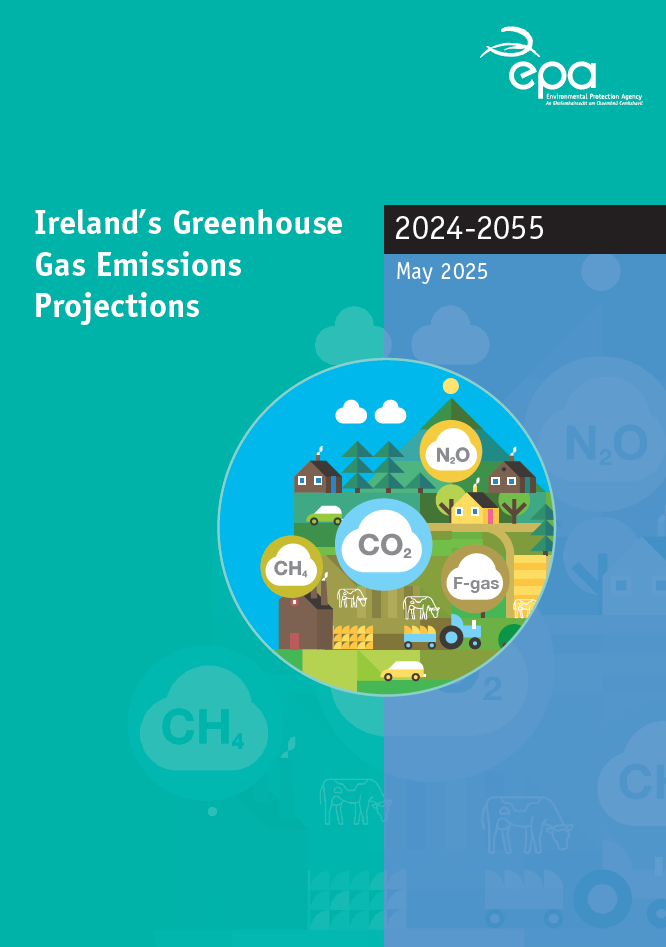 Front cover of Ireland's Greenhouse Gas Emissions Projections 2024-2025. Published May 2025.
